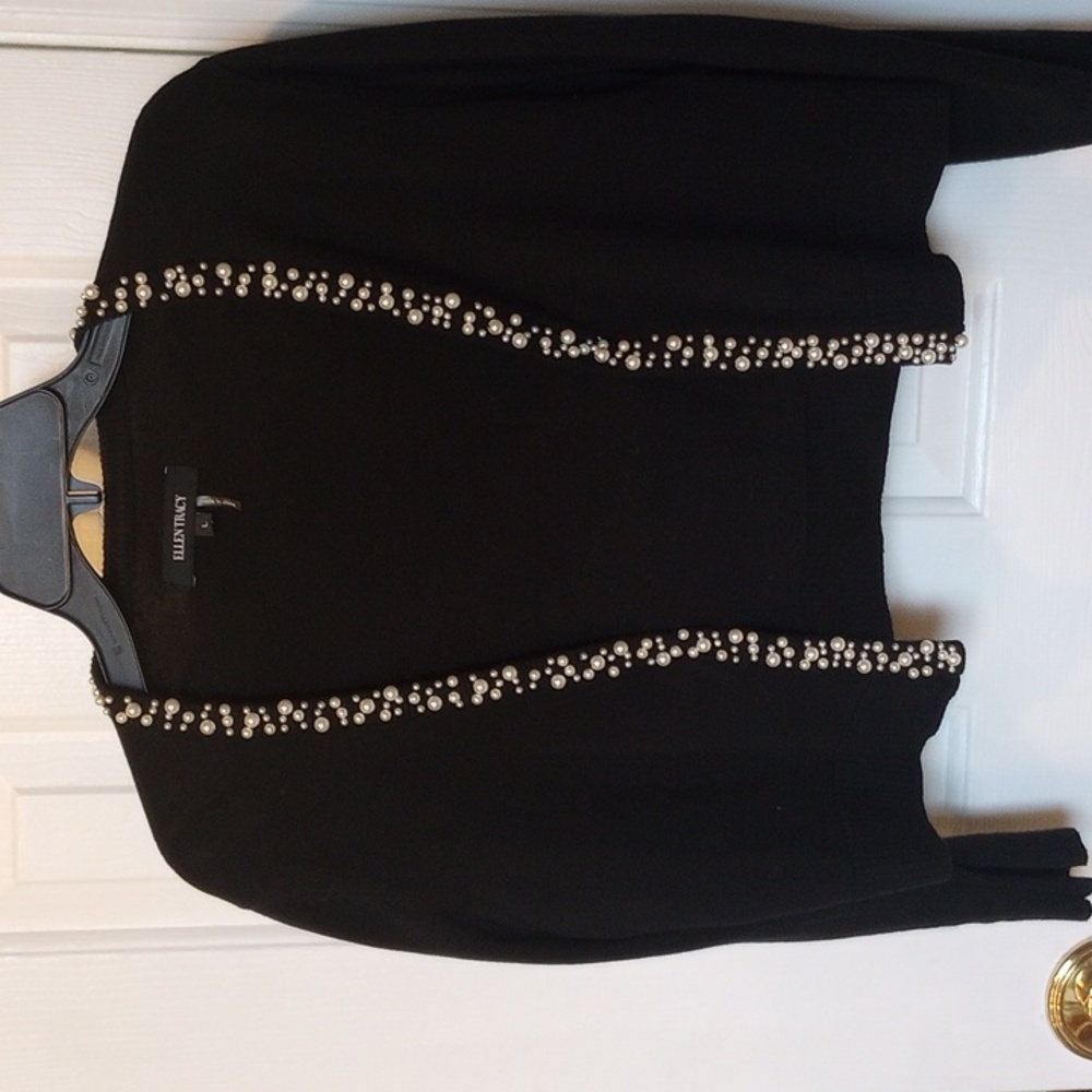 Ellen Tracy Valero Sweater with Pearl Trim